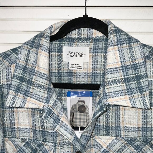 Boston Traders Plaid White and Blue Shacket - Picture 2 of 3